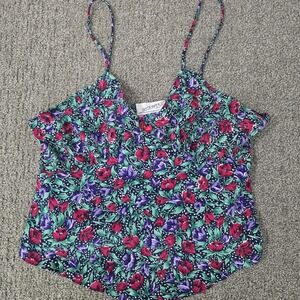 Vintage Lily Of France Floral Cami Sleep Top USA ILGWU Union Medium